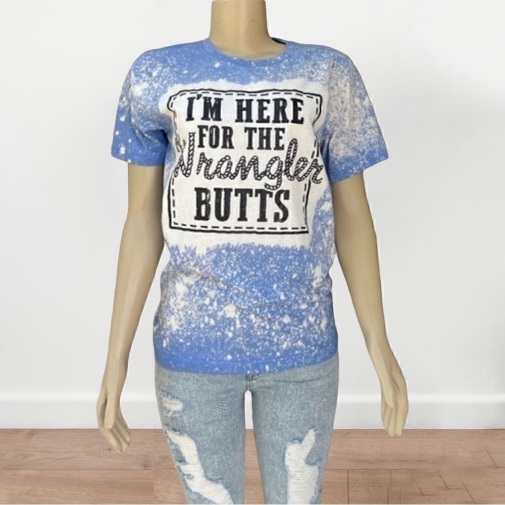 Women's Western Wrangler‎ Quote Bleached/Distressed Graphic Tee Size Medium